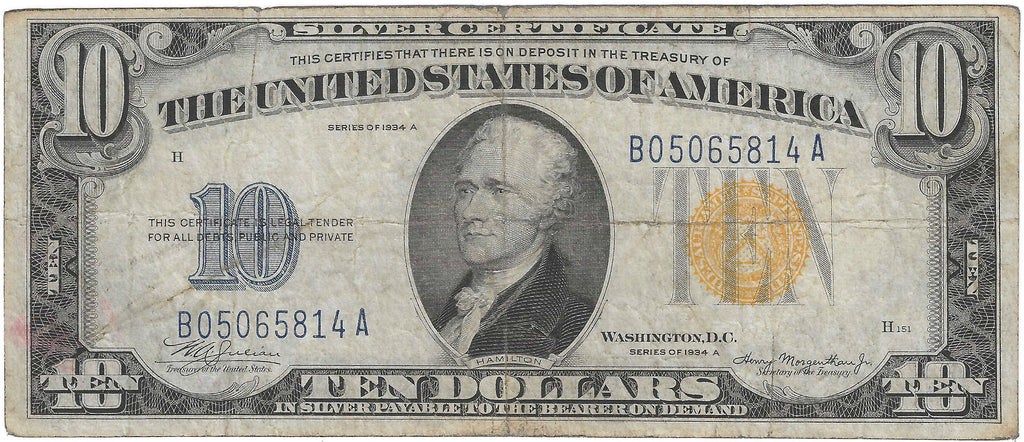 1934A $10 North Africa Silver Certificate Fr.2309