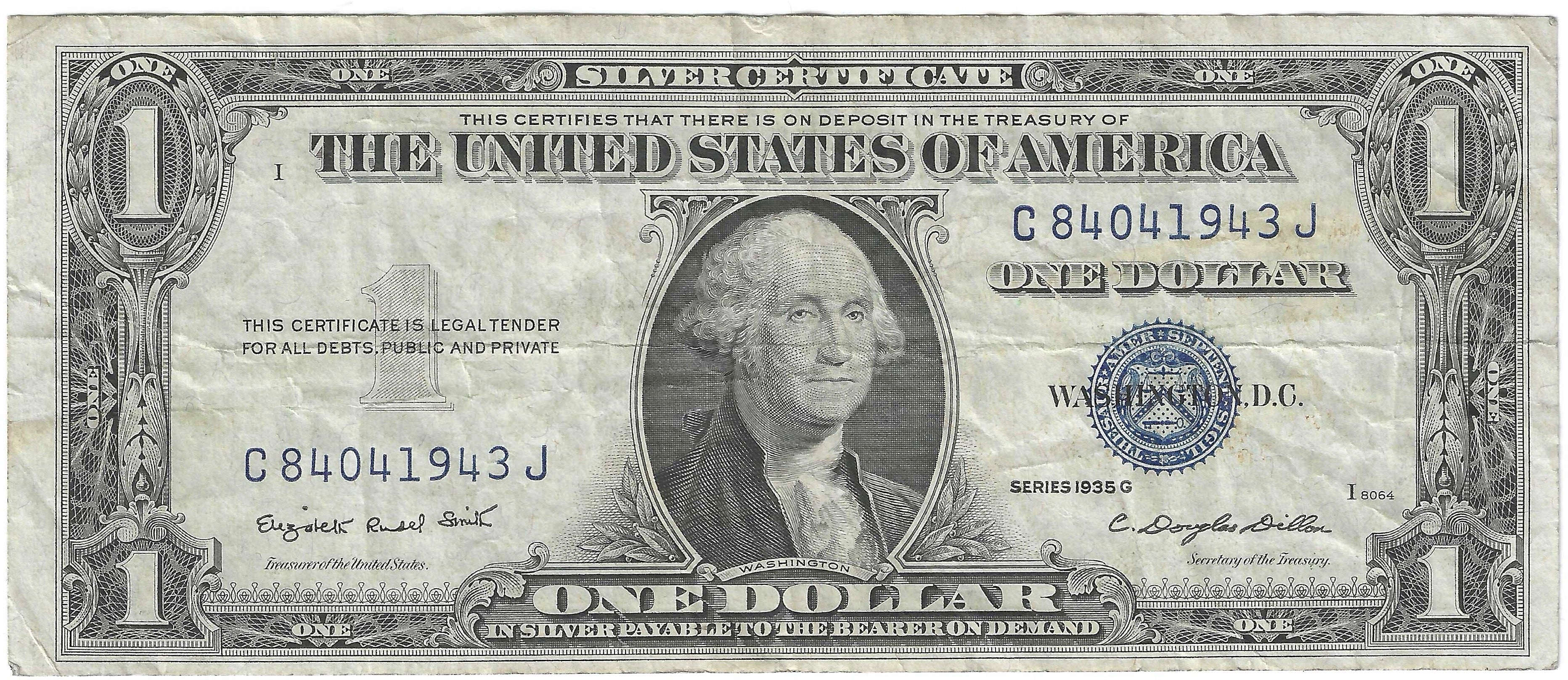 1935G $1 Silver Certificate Fr.1616 — No Motto