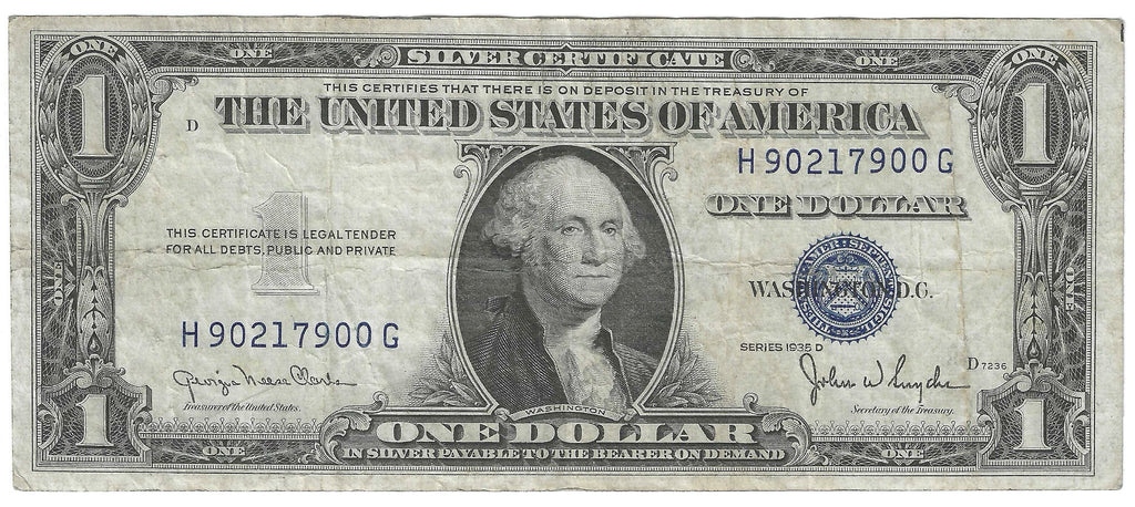 1935D $1 Silver Certificate Fr.1613W — Wide Back