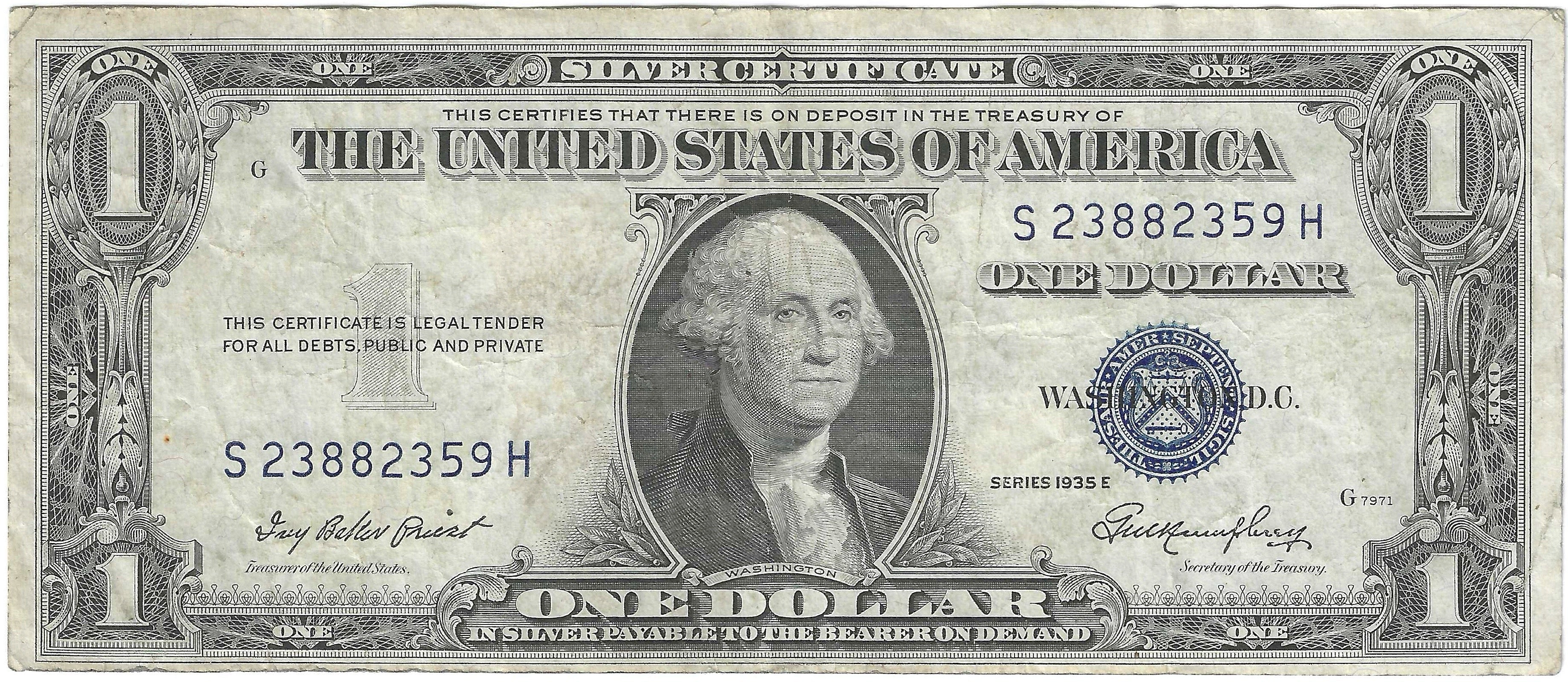1935E $1 Silver Certificate Fr.1614