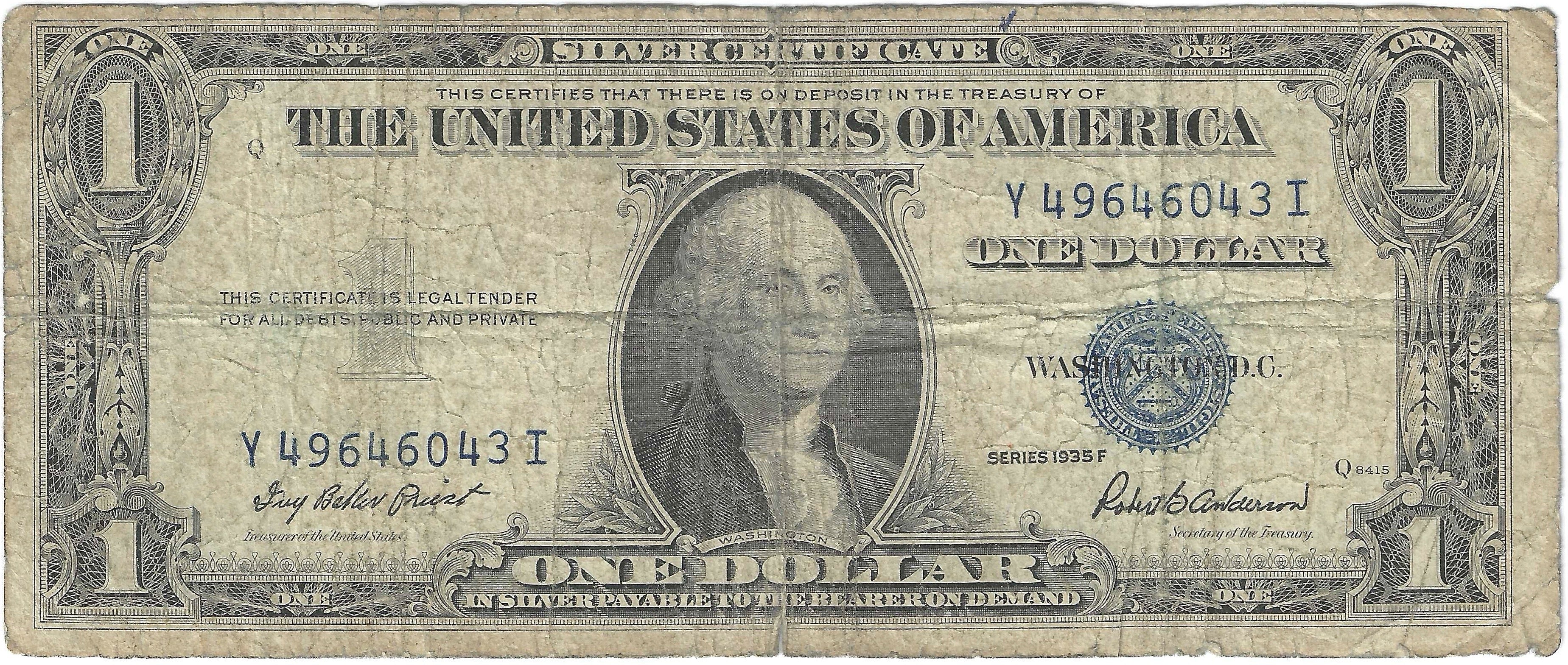 1935F $1 Silver Certificate Fr.1615