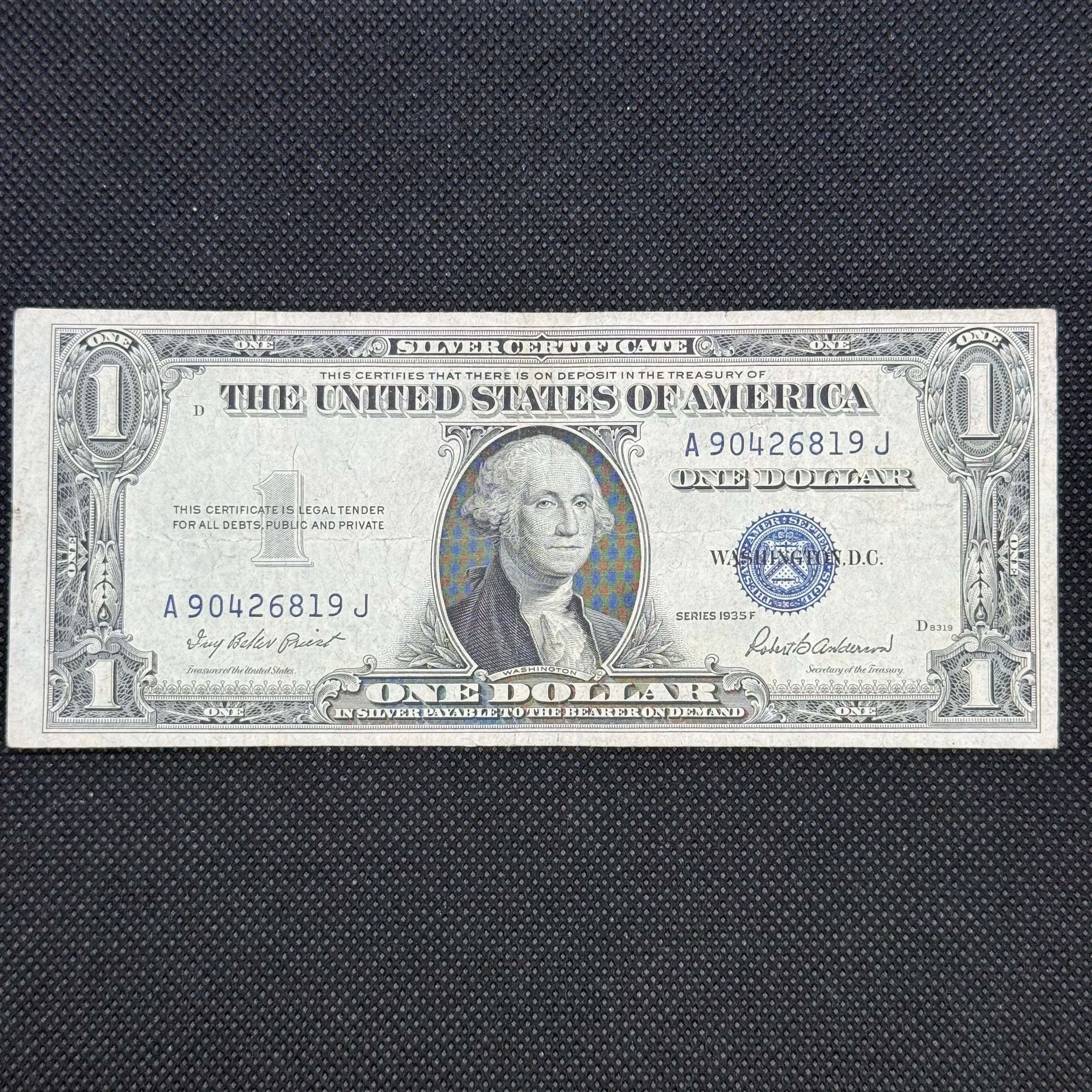 1935F $1 Silver Certificate A90426819J front