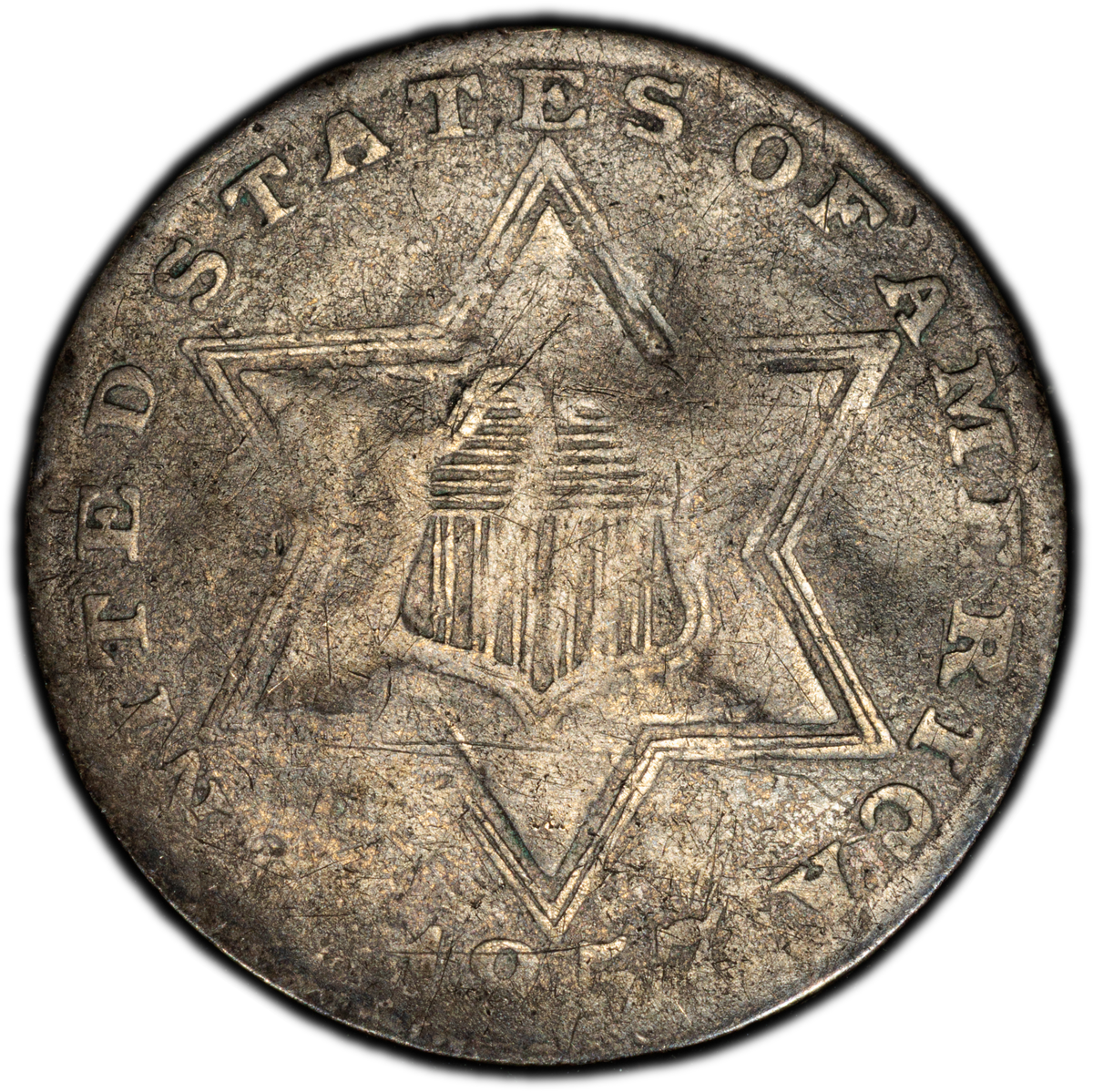 1857 Three Cent Silver obverse