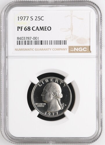 1977-S Washington Quarter NGC PF68 Cameo obverse