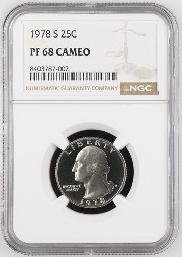 1978-S Washington Quarter NGC PF68 Cameo obverse